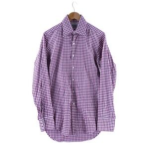 Turnbull & Asser Bonwit Teller Mens 16 Burgandy Gingham Dress Shirt England